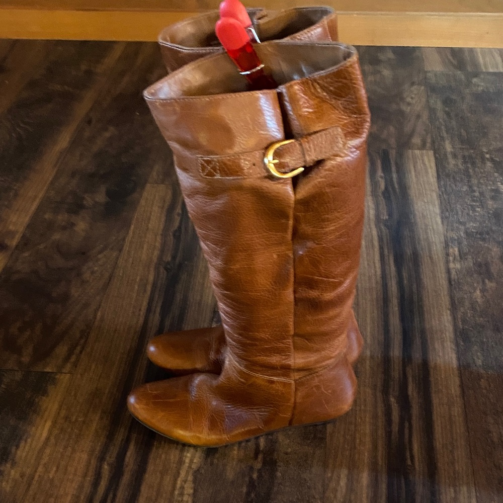 Tan Leather Knee-High Boots - Picture 6 of 6